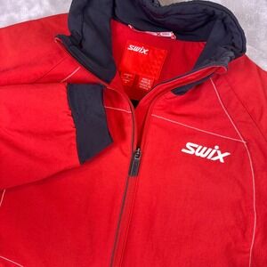 Swix Softshell Cross Country Ski Jacket Women M Red Black Full Zip Fleece Lined*